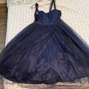 Sparkling Navy Blue Sweetheart Neckline Gown / Dress